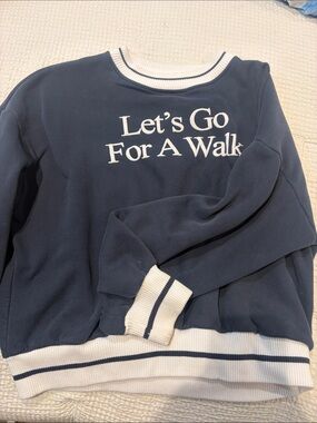 Women's Navy Crewneck Sweater - Let's Go For A Walk